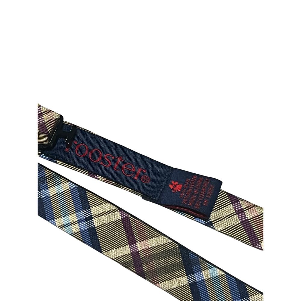 Rooster Silk Blend Plaid Adjustable Bow Tie 14.5 - 20 - Picture 3 of 5